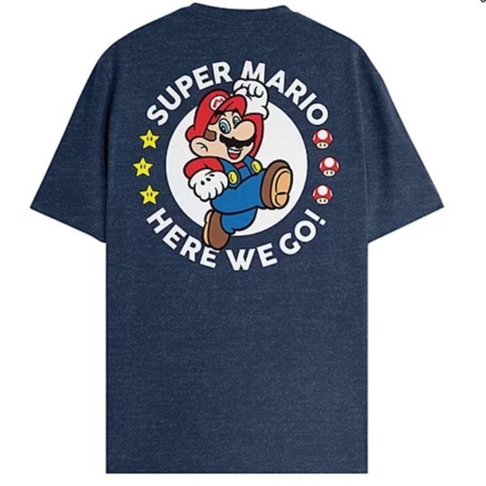 NWT Super Mario Mens Crew Neck Short Sleeve Regular Fit Big Tall Graphic T-Shirt